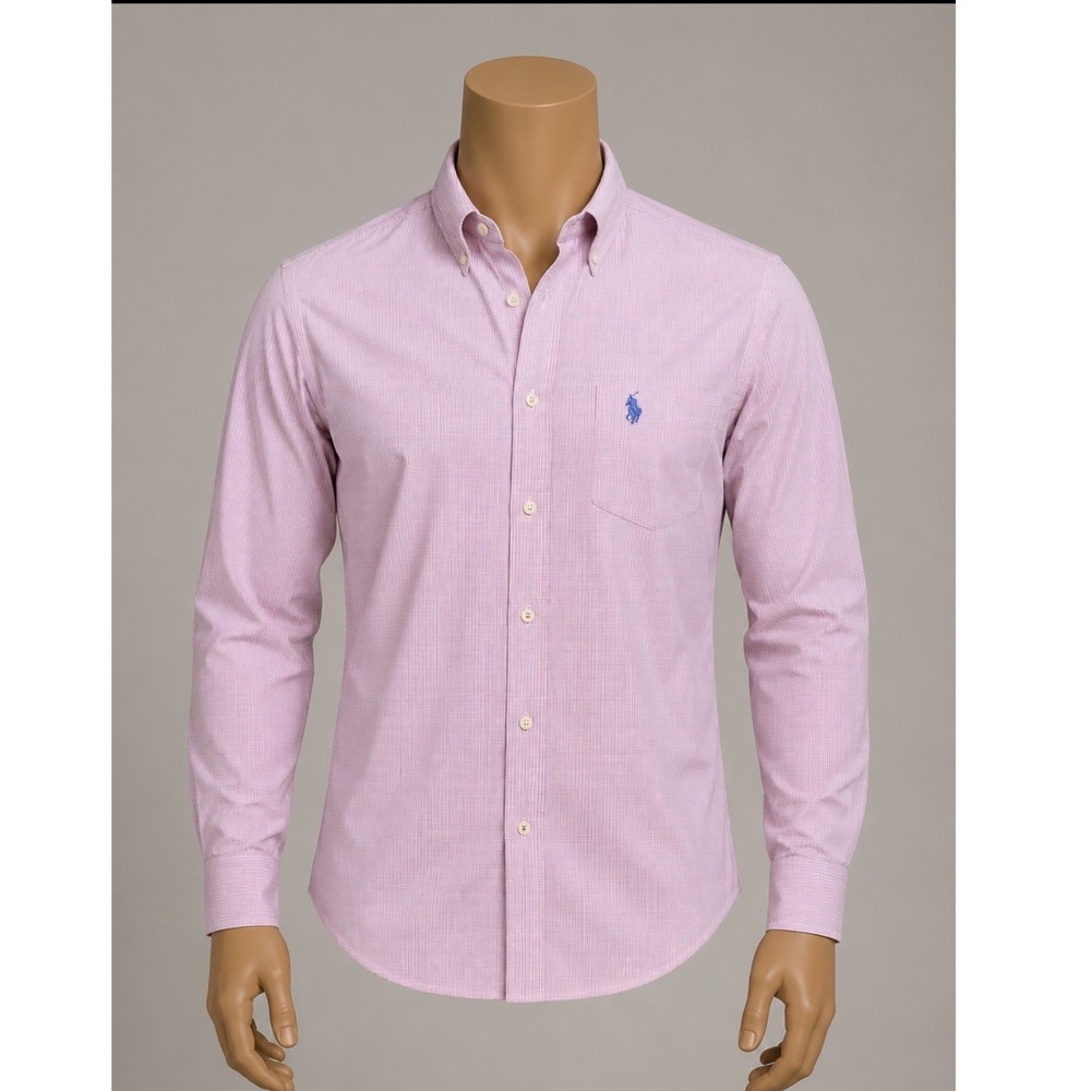 U.S. Polo Assn. Button Down Shirt Mens Large Pink Gingham Slim Fit USPA